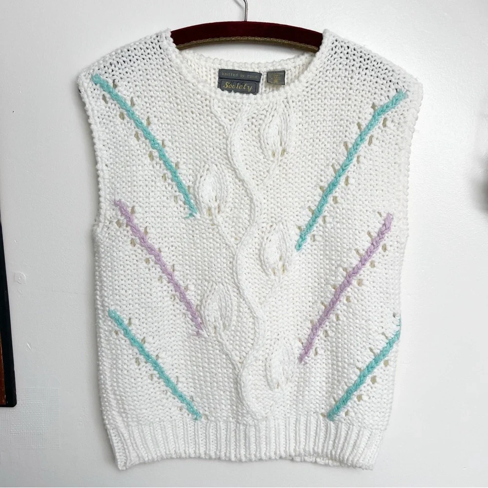 Vintage Vine Pullover Knit Sweater Vest